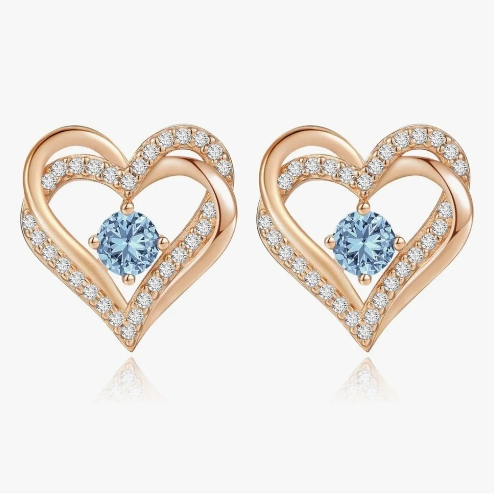 Elegant Gold Heart Earrings with Crystals